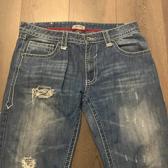 Antique Rivet Ripped Straight Leg Jeans - Picture 3 of 4